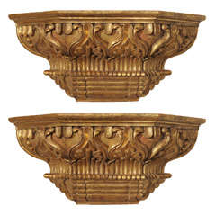 Late 18th Century Carved Spanish Grand Scale Giltwood Brackets