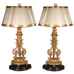 Pair Bronze Chenet Lamps