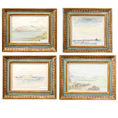 Stunning Antique French Watercolor Landscapes set of 4