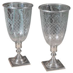 Pair of Silverplate Candle Lamps