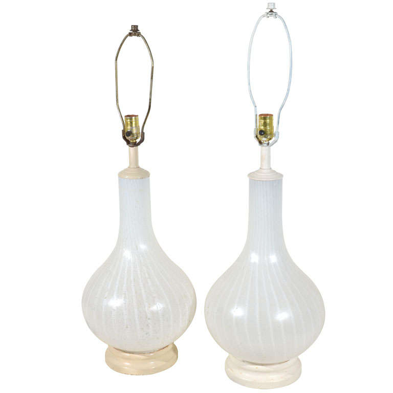 Pair of Blown Glass Lamps
