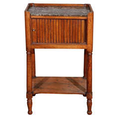 A Tambour Side Table with Marble Top
