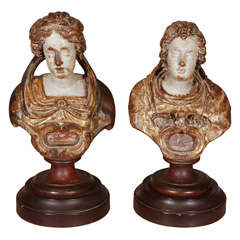 A Pair of Polychrome Reliquary Busts