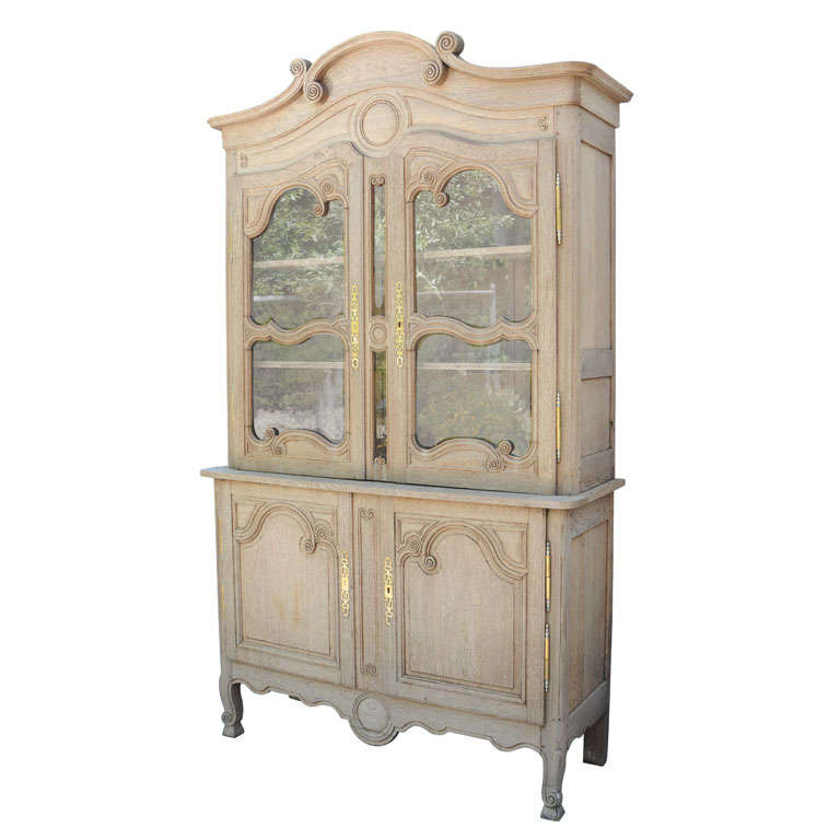 Bleached Oak Vitrine a Deux Corps