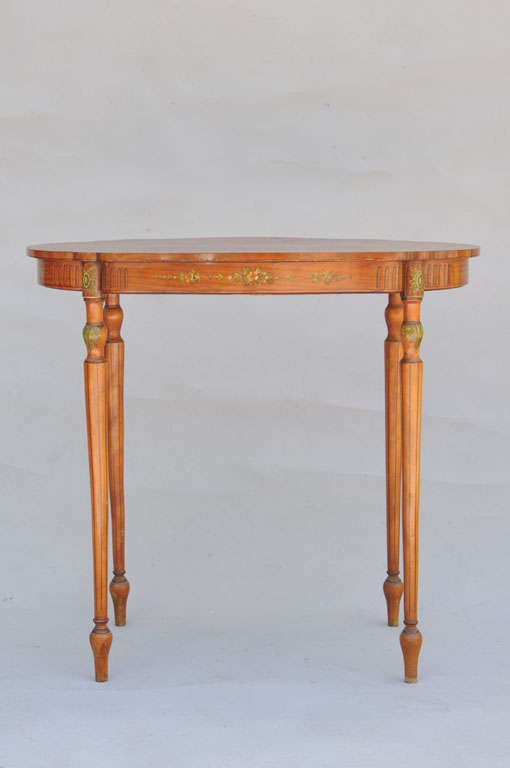 English Exquisite Hand Painted Satinwood Table