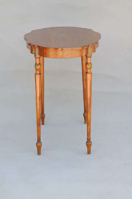 Wood Exquisite Hand Painted Satinwood Table