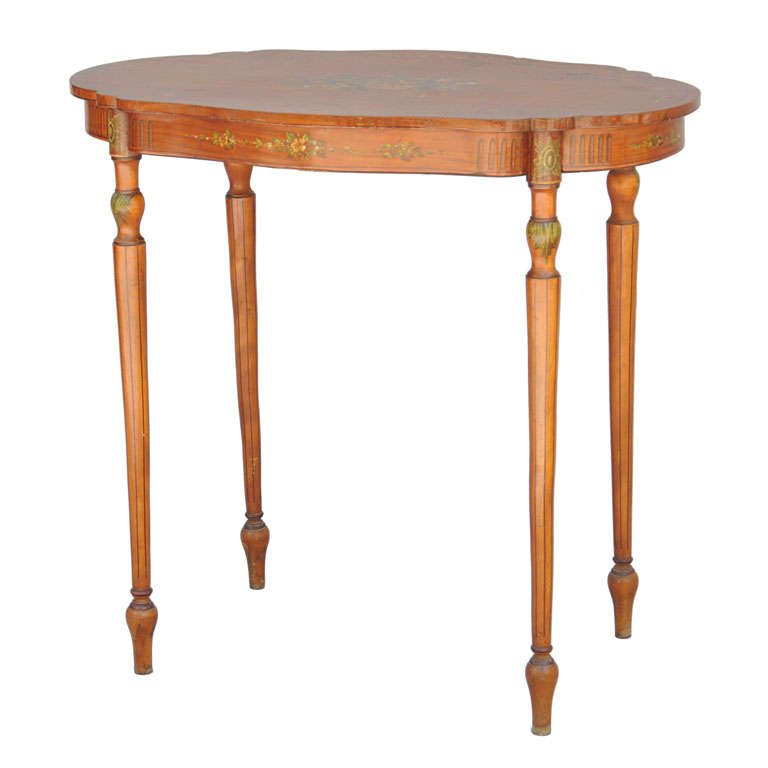 Exquisite Hand Painted Satinwood Table