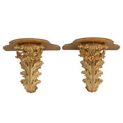 Pair of Large Carved Giltwood Brackets