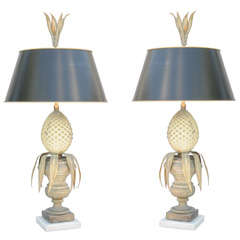 Pair of Zinc Pineapple Lamps