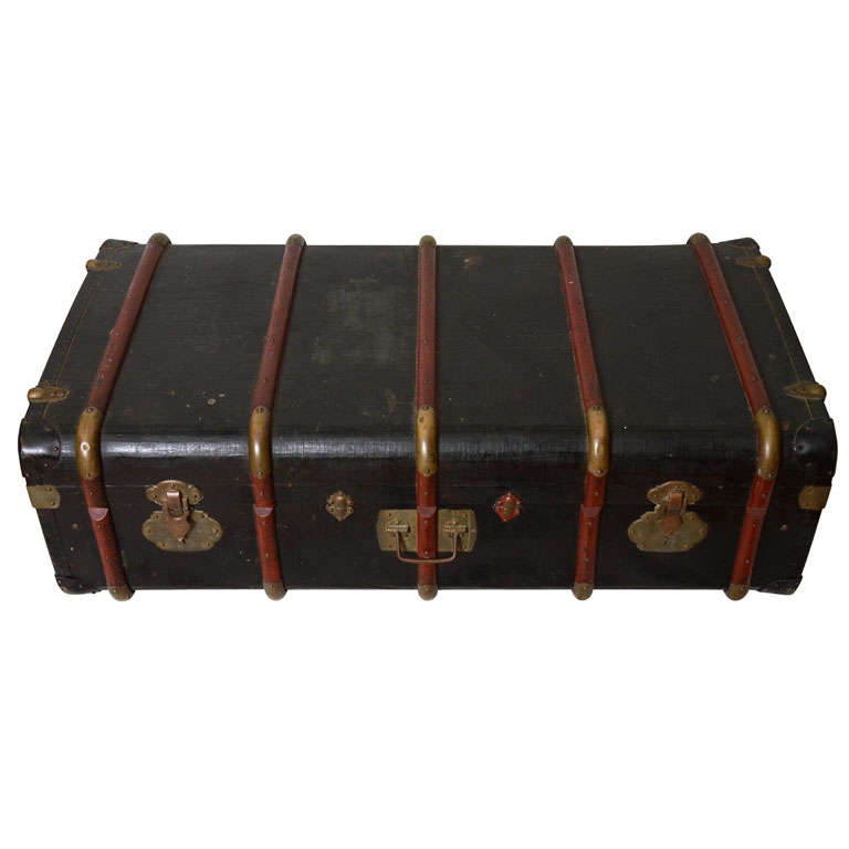 Antique Travel Suitcase, Trunk from Belgium For Sale