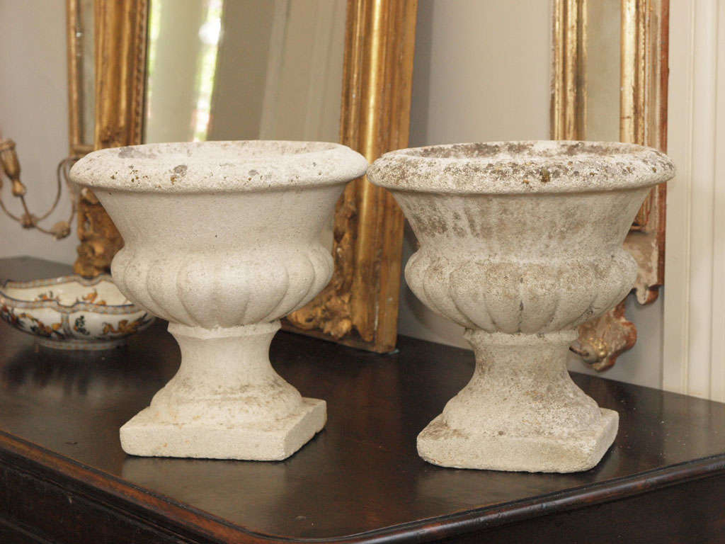 Pair Of  Cement Urns