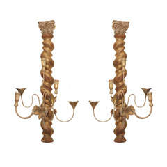 Pair of Italian Giltwood Sconces