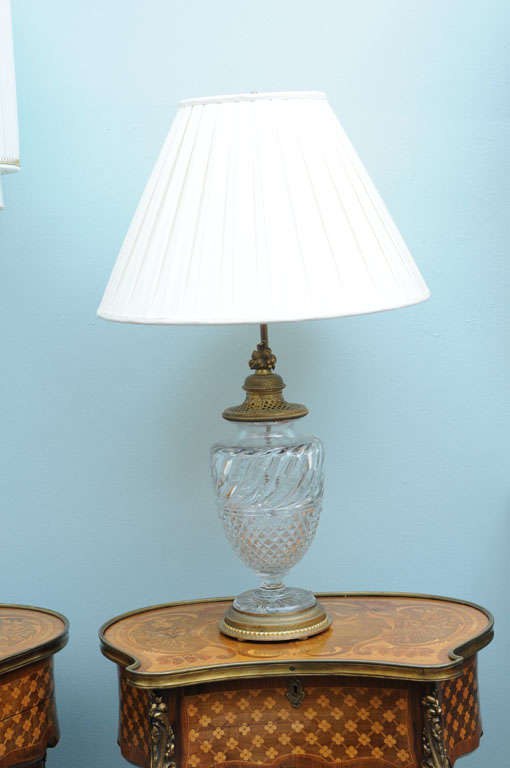 Beautiful Pair of Swirled and Cut Glass Lamps by Baccarat