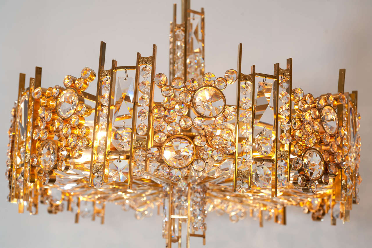 Gilt Palwa Gold-Plated Chandelier with Austrian Crystal
