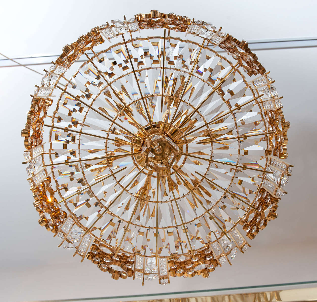 Metal Palwa Gold-Plated Chandelier with Austrian Crystal