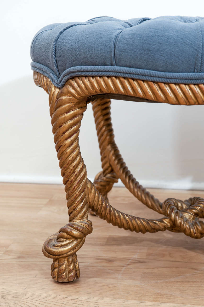 Classic Gilt Rope Stool-Ottoman In Excellent Condition In Toronto, ON