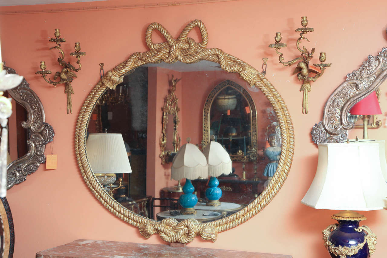 Oval Gilt Rope Twist Mirror In Excellent Condition In Westwood, NJ