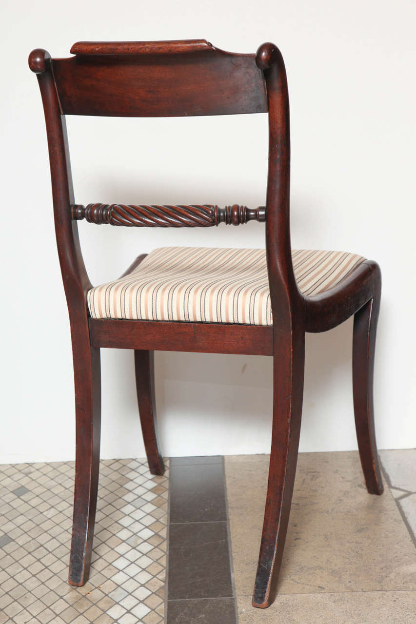 English Set of Eight Regency Dining Chairs with Rope Twist Back