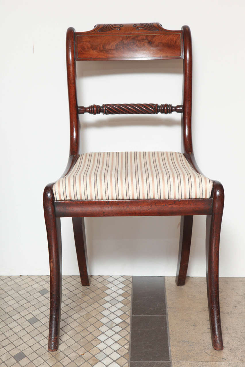 19th Century Set of Eight Regency Dining Chairs with Rope Twist Back