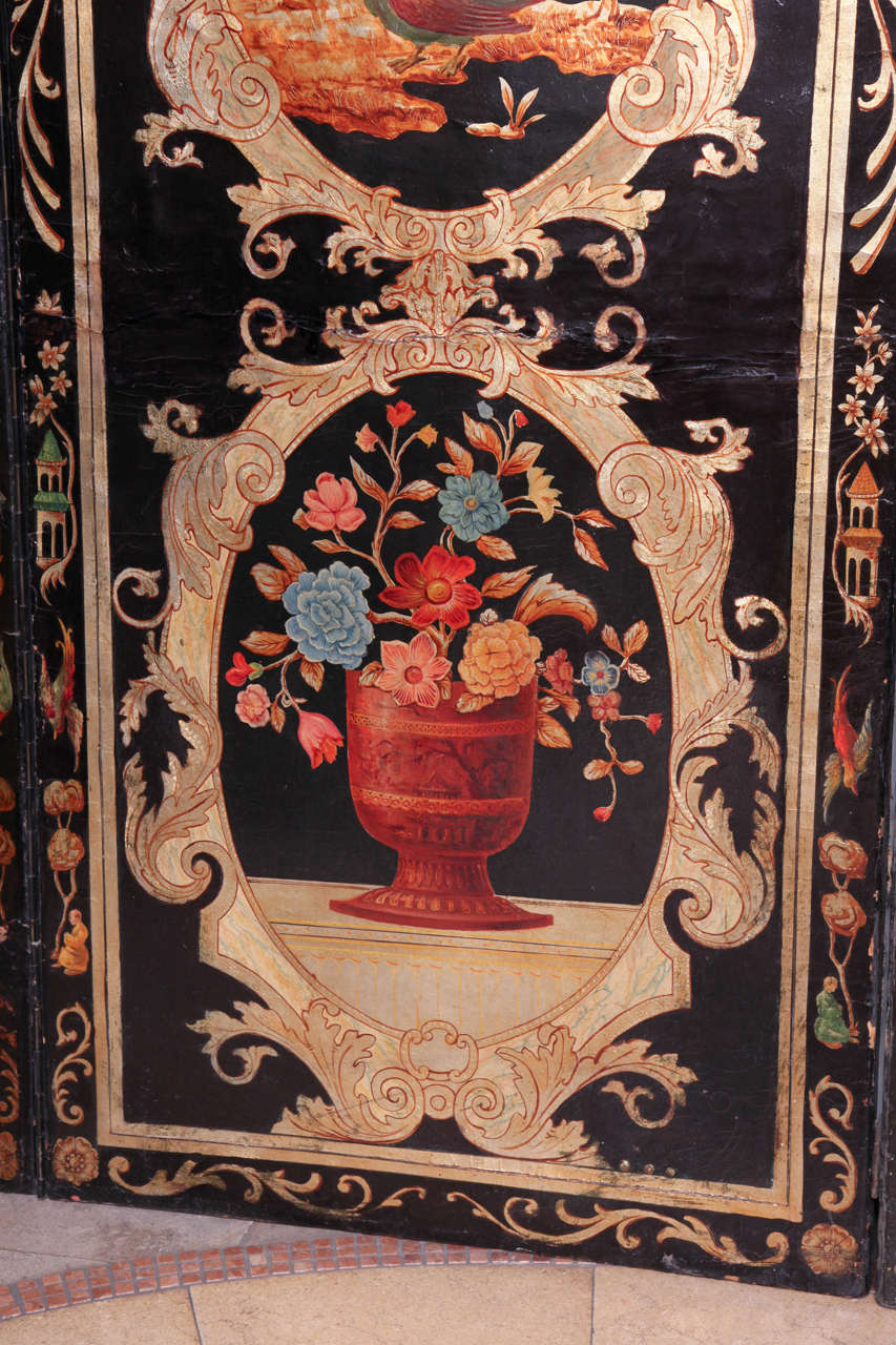 Continental Painted Screen For Sale at 1stdibs