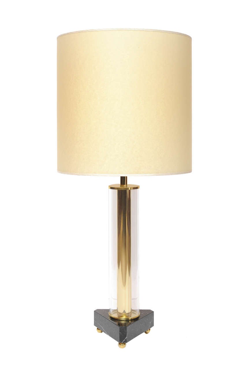 Brass and Plexiglass Italian Table Lamp, 1960s