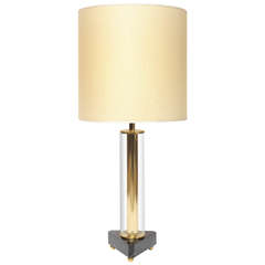 Brass and Plexiglass Italian Table Lamp, 1960s