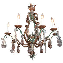 20th Century Antique Crystal and Metal Chandelier