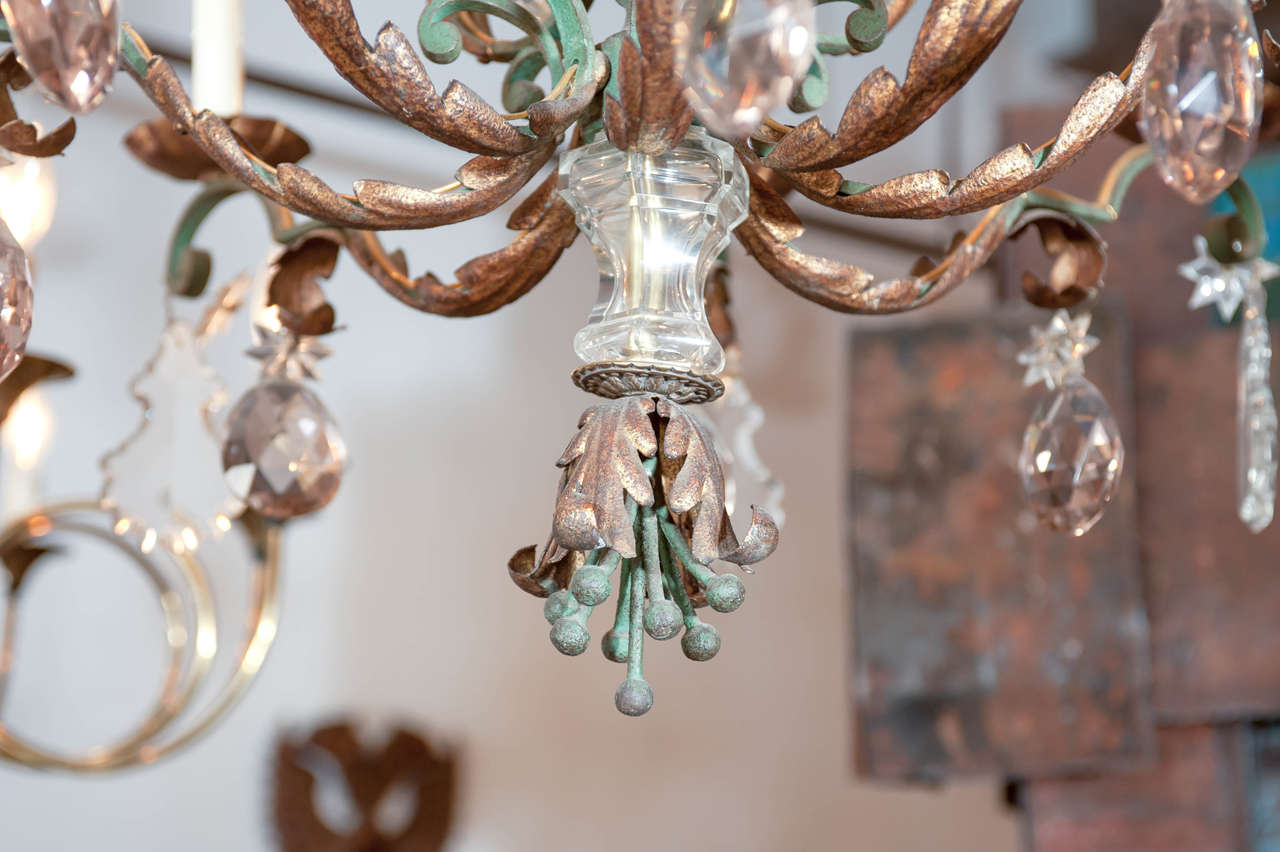20th Century Antique Crystal and Metal Chandelier For Sale 1