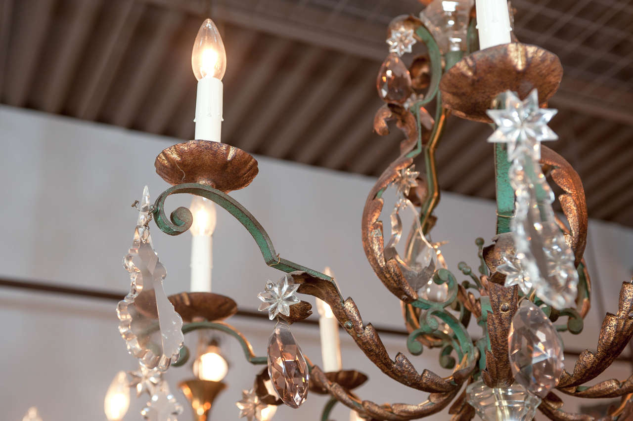 20th Century Antique Crystal and Metal Chandelier For Sale 2