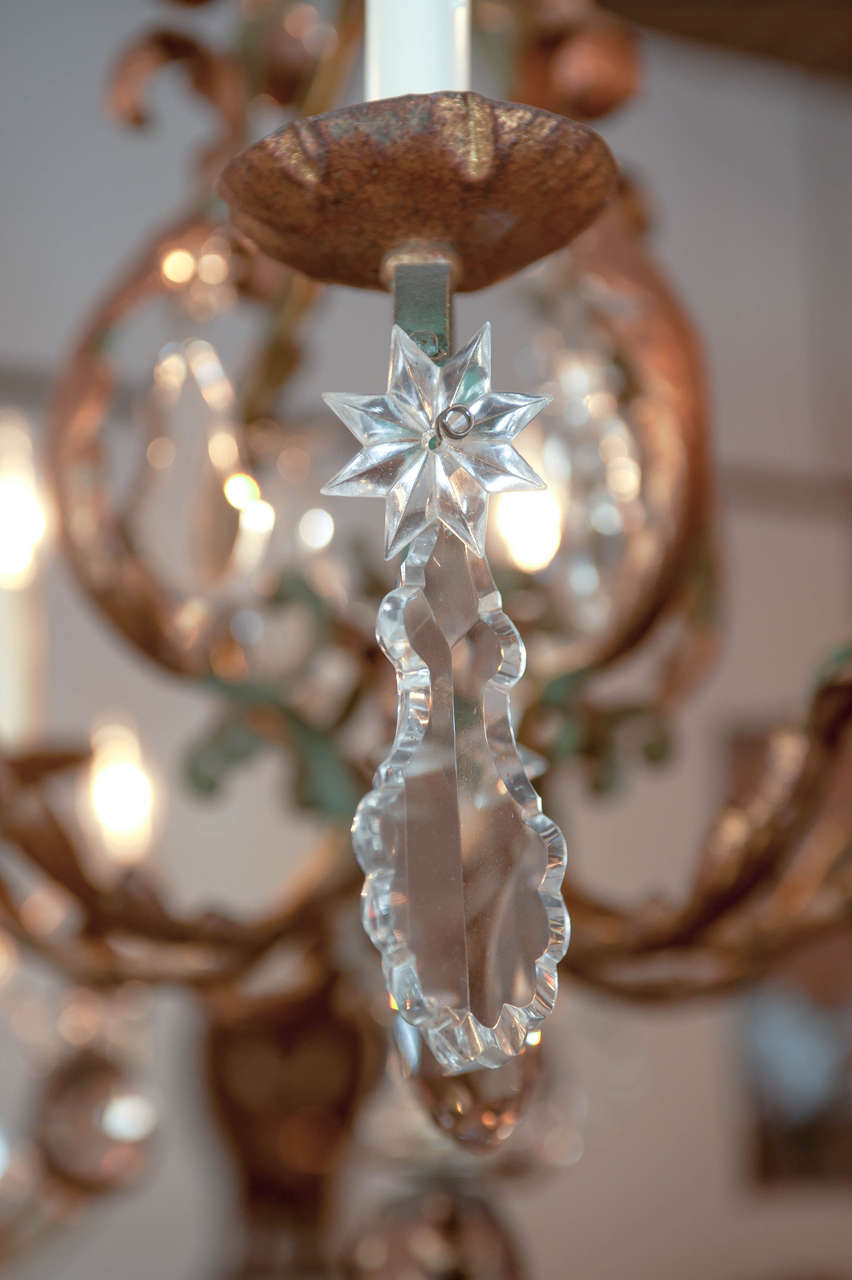 20th Century Antique Crystal and Metal Chandelier For Sale 4