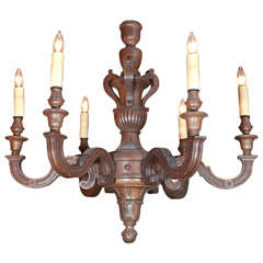 20th Century Exceptionally Carved Wooden Six-Branch Chandelier