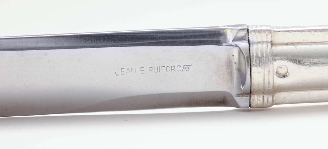 French Art Deco Sterling Silver Flatware in the Cannes Pattern by Jean Puiforcat For Sale 2