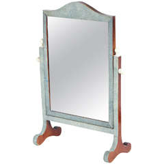 English Art Deco Shagreen Beveled Dressing Mirror