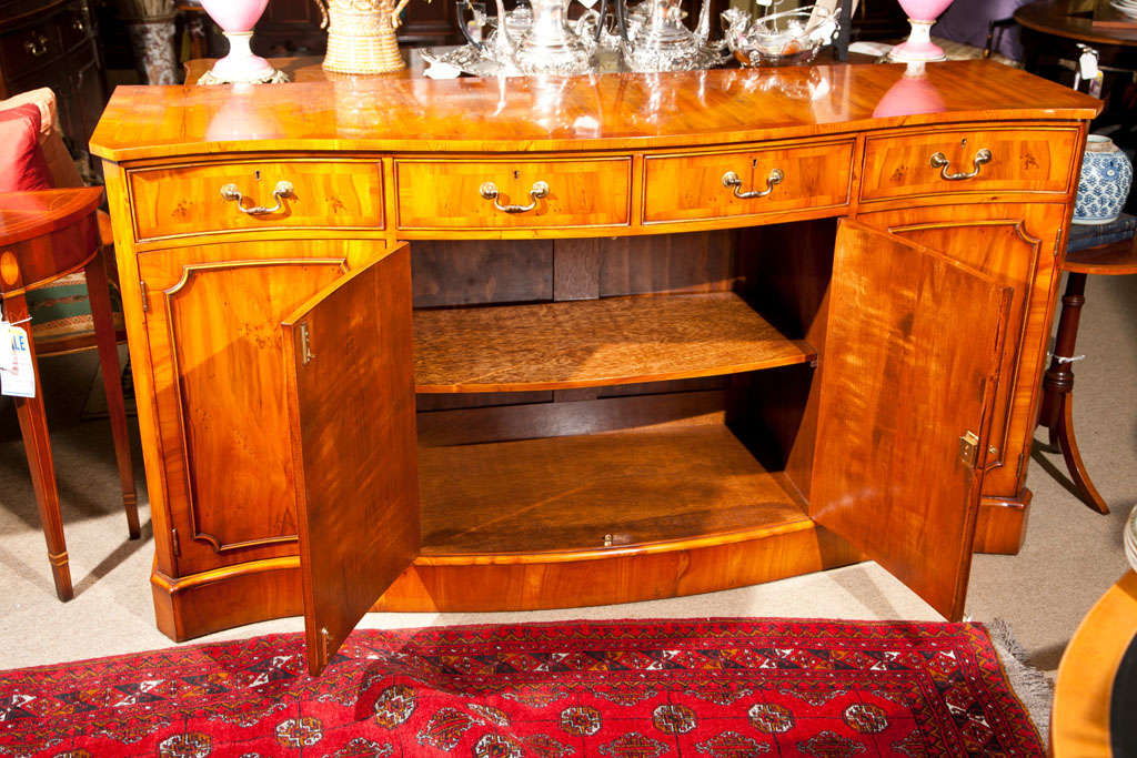 Yew  Wood  Serpentine  Buffet For Sale 3