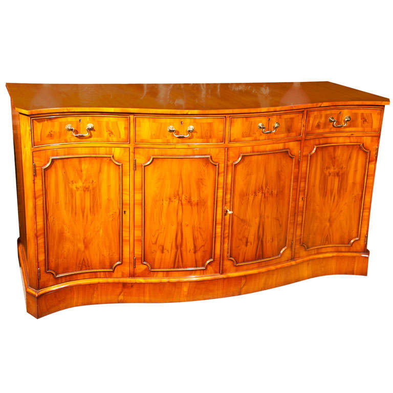 Yew  Wood  Serpentine  Buffet For Sale
