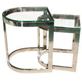 Pair  Of  Chrome And  Glass  Bunching  Accent  Tables
