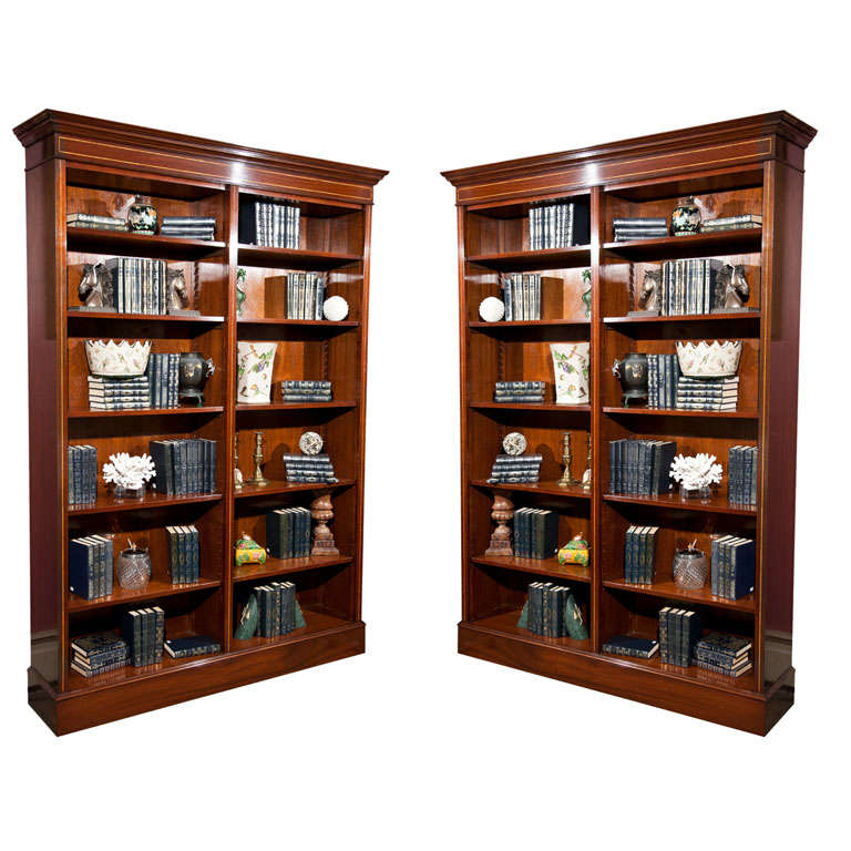 Mahogany Wood Bookcase In Two Sections For Sale at 1stDibs