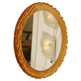 Oval Back Lighted Amber Resin Framed Mirror