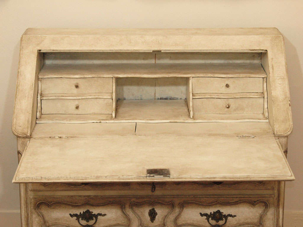 Louis XV Painted Drop Leaf Secretary Desk 2