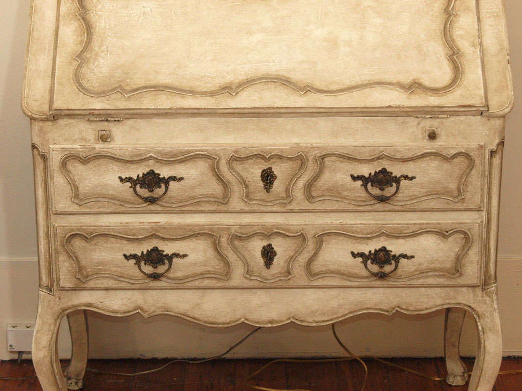 Louis XV Painted Drop Leaf Secretary Desk 3