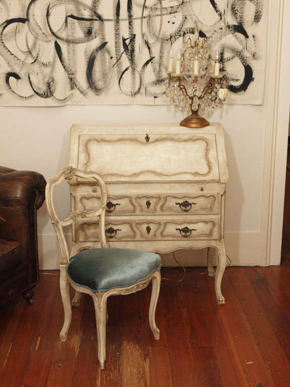 Louis XV Painted Drop Leaf Secretary Desk 6