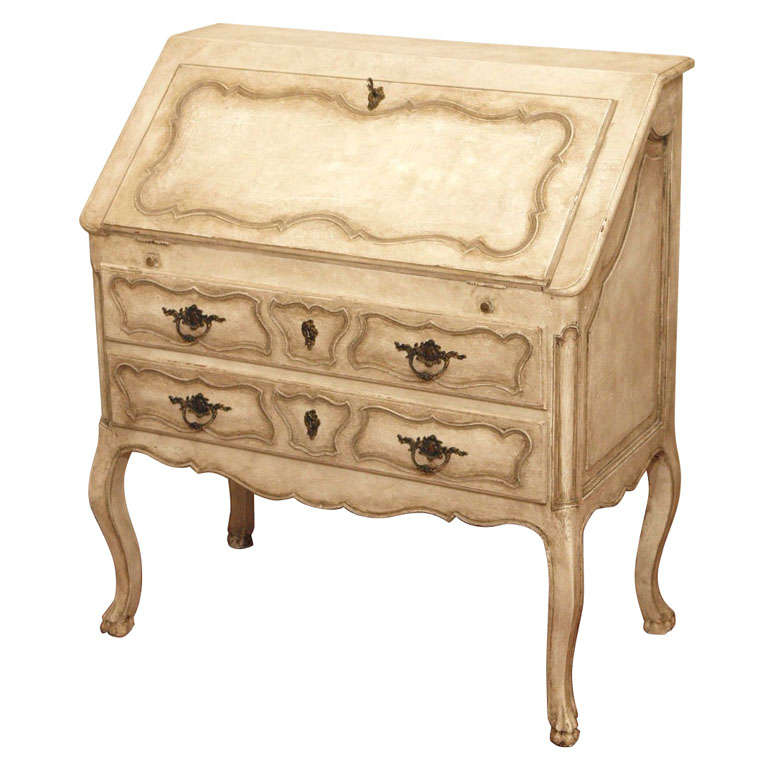 Louis XV Painted Drop Leaf Secretary Desk
