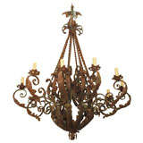 Magnificent Large Italian Iron Chandelier