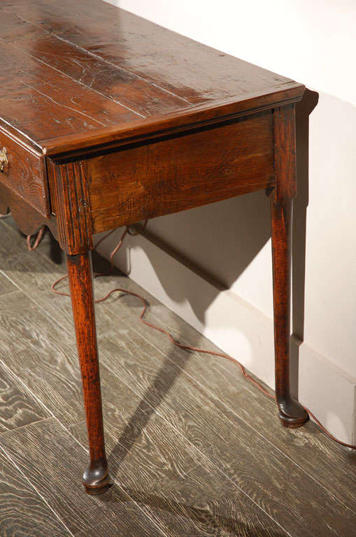 Carved 18th Century English Oak Three Drawer Dresser or Sofa Table Server