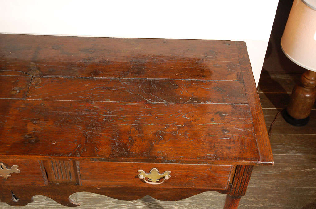 18th Century and Earlier 18th Century English Oak Three Drawer Dresser or Sofa Table Server