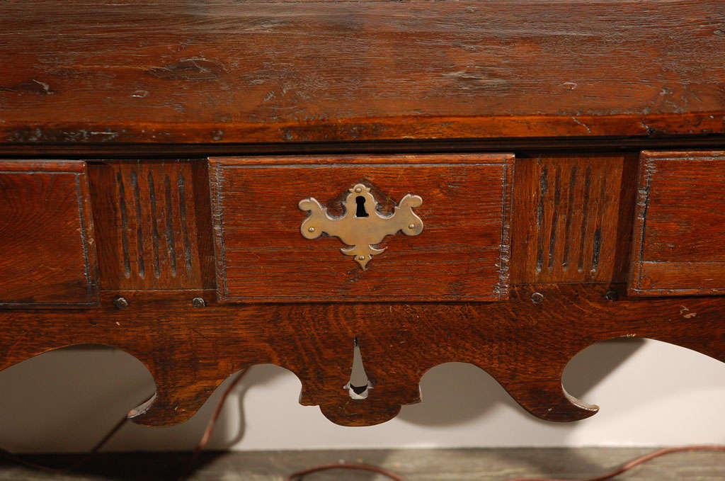 18th Century English Oak Three Drawer Dresser or Sofa Table Server 1