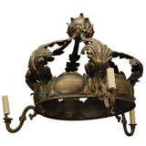 French Crown Chandelier in Brass, Circa 1880