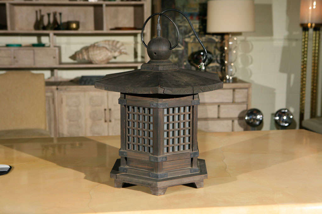 Mid-20th Century Larger Japanese Wood Lantern