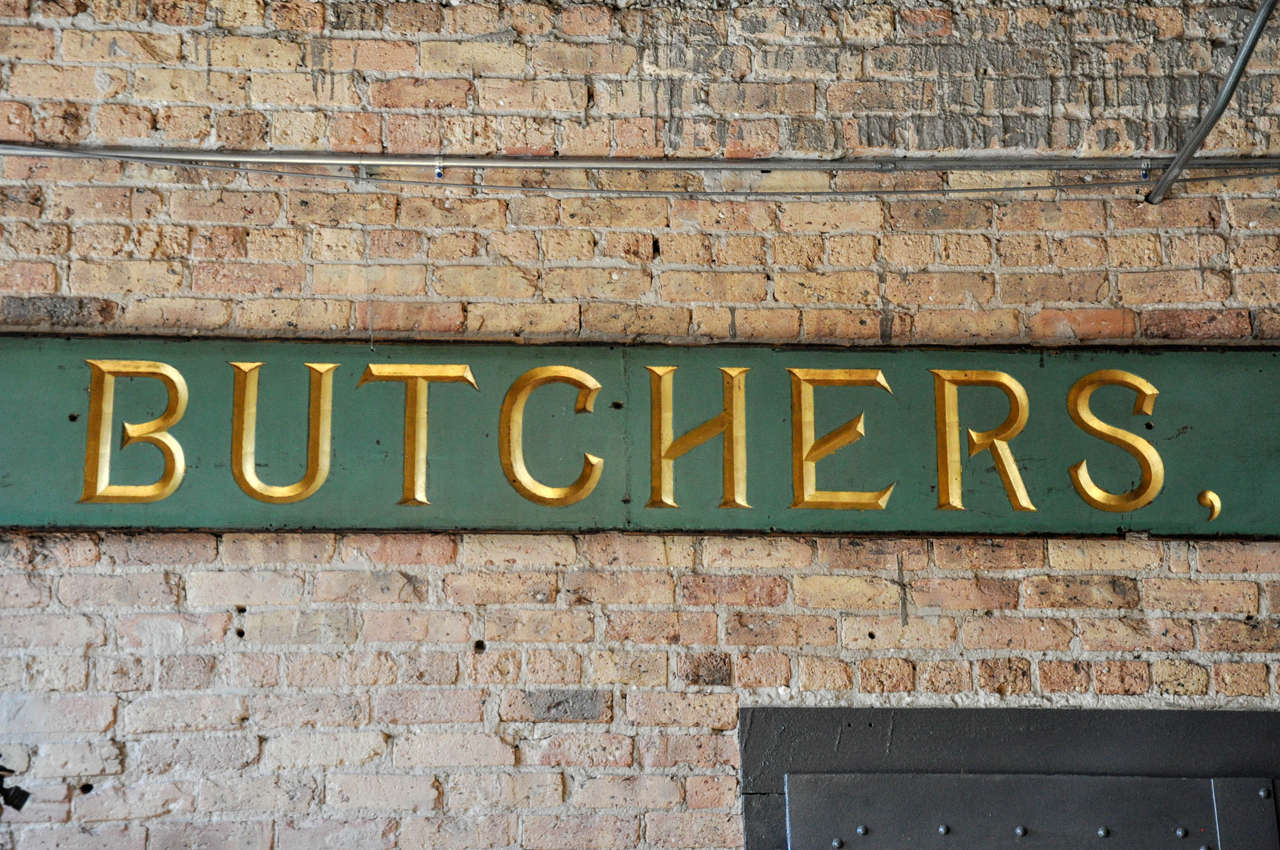 Monumental Butcher Shop Sign In Excellent Condition In Chicago, IL