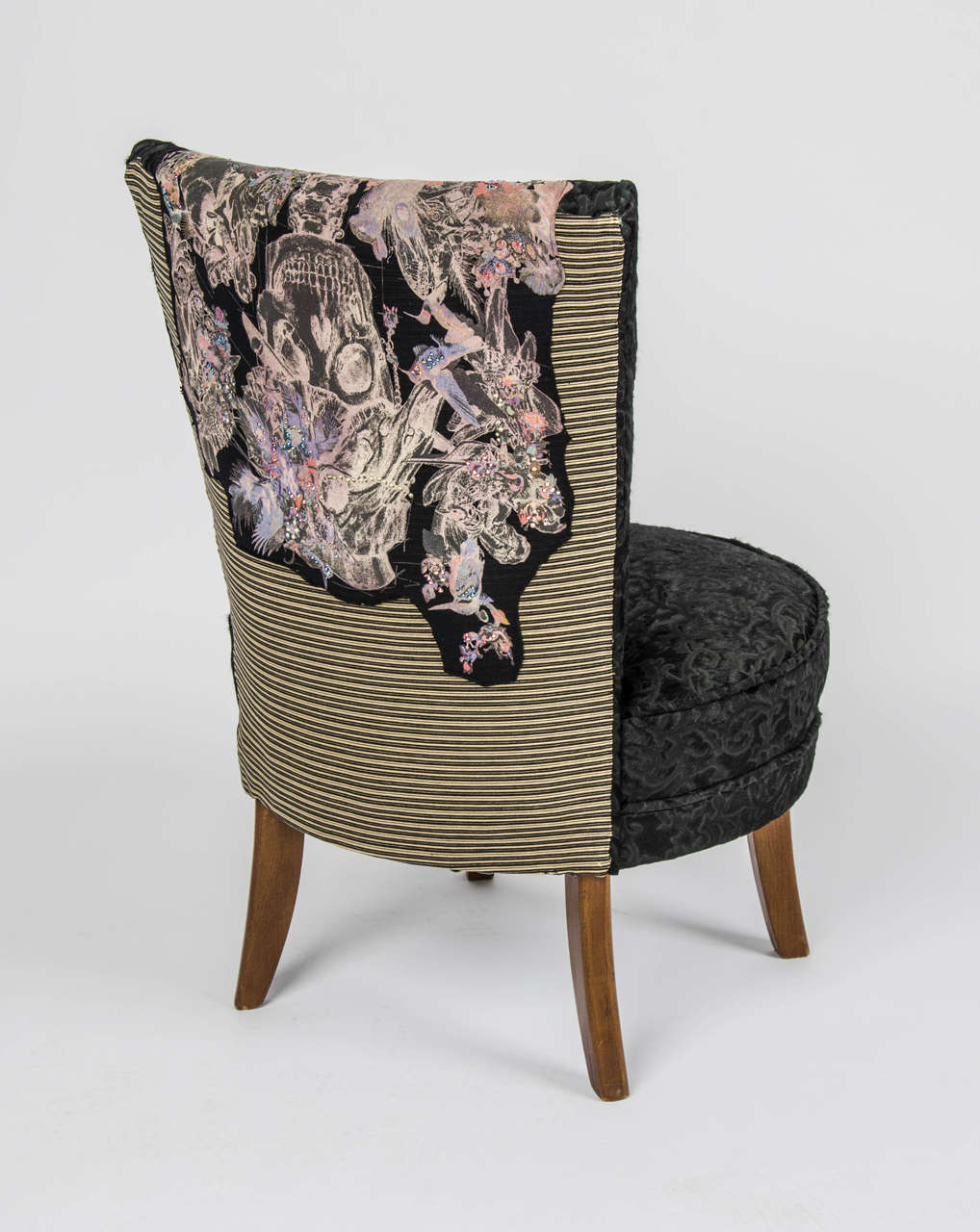French Unique Rock & Roll Style Small Black 'Boudoir' Chair 1946